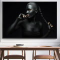 Modern Photo Pictures Sexy Girl Lips Eyes Black Model Canvas Painting Wall Art For Living Room HD Home Decor Posters And Prints
