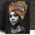 Abstract African Girl With Letters Wall Art Canvas Modern Pop Wall Graffiti Art Paintings Black Woman Cuadros Picture Home Decor