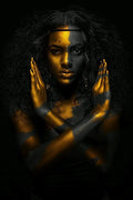 Black and Gold African Nude Woman Indian Oil Painting on Canvas Posters and Prints Scandinavian Wall Art Picture for Living Room