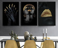 Modern Photo Pictures Black Sexy Girl Lips Gold Canvas Painting Wall Art For Living Room Home Decor Posters and Prints