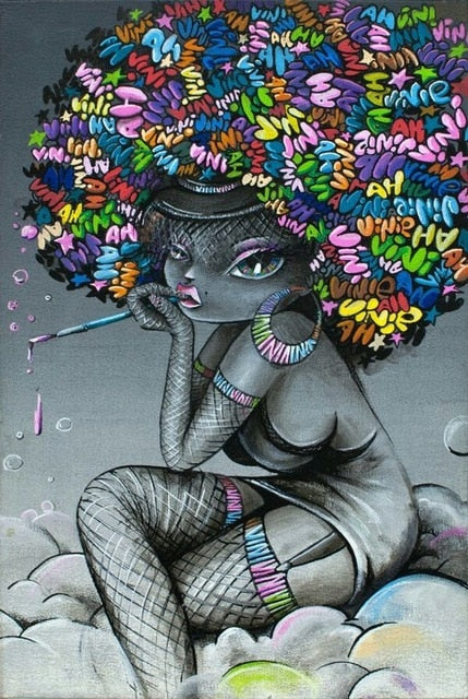 MUTU African American Graffiti Art Sexy girl Wall Canvas Painting Print And Posters Home Decor Picture For Living Room No Frame