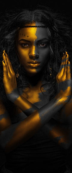 Black and Gold African Nude Woman Cuadros Canvas Painting Posters and Prints Scandinavian Wall Art Picture for Living Room Decor