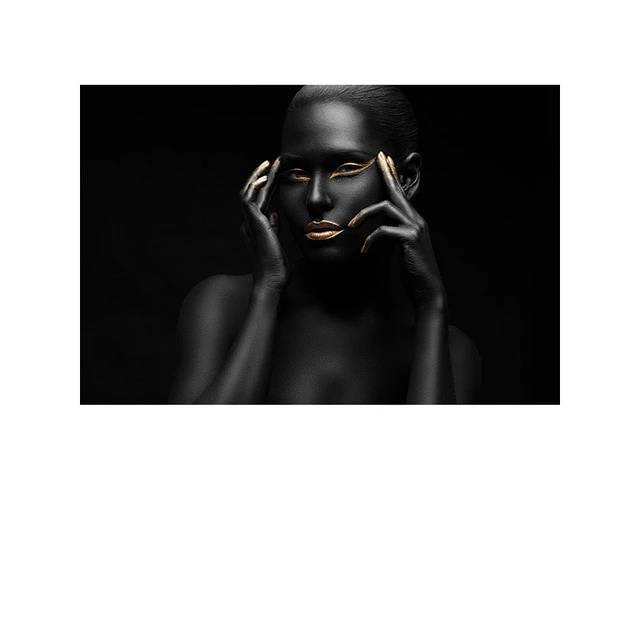 Modern Photo Pictures Sexy Girl Lips Eyes Black Model Canvas Painting Wall Art For Living Room HD Home Decor Posters And Prints