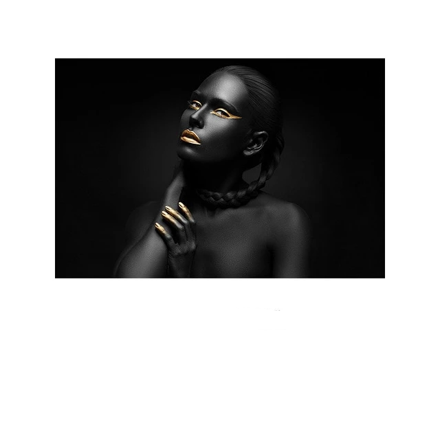 Modern Photo Pictures Sexy Girl Lips Eyes Black Model Canvas Painting Wall Art For Living Room HD Home Decor Posters And Prints
