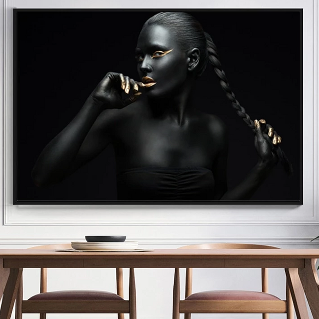 Modern Photo Pictures Sexy Girl Lips Eyes Black Model Canvas Painting Wall Art For Living Room HD Home Decor Posters And Prints