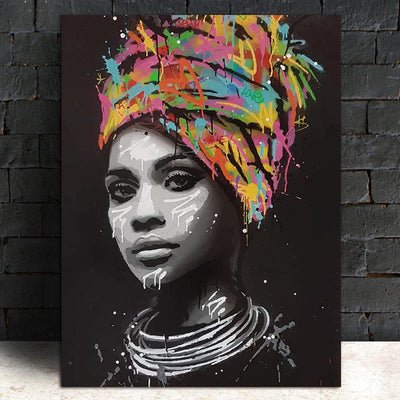 Abstract African Girl With Letters Wall Art Canvas Modern Pop Wall Graffiti Art Paintings Black Woman Cuadros Picture Home Decor