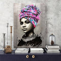 Abstract African Girl With Letters Wall Art Canvas Modern Pop Wall Graffiti Art Paintings Black Woman Cuadros Picture Home Decor