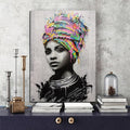 Abstract African Girl With Letters Wall Art Canvas Modern Pop Wall Graffiti Art Paintings Black Woman Cuadros Picture Home Decor