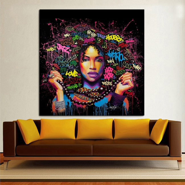 Africa American Woman Poster Wall Art Canvas Print Fabric Poster Or Canvas Painting Decor Unframed