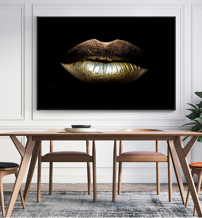 Modern Home Deco Black White Sexy Charming Woman Lip Beauty Canvas Painting Fashion Wall Art Picture Butterfly For Living Room