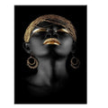 Modern Photo Pictures Black Sexy Girl Lips Gold Canvas Painting Wall Art For Living Room Home Decor Posters and Prints