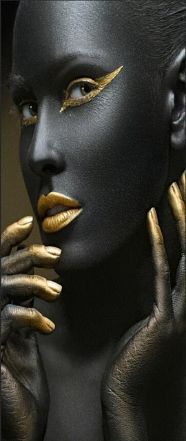 Black and Gold African Nude Woman Cuadros Canvas Painting Posters and Prints Scandinavian Wall Art Picture for Living Room Decor