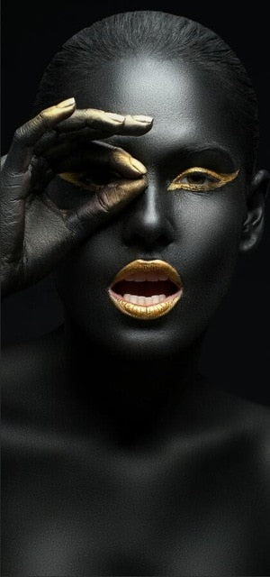 Black and Gold African Nude Woman Cuadros Canvas Painting Posters and Prints Scandinavian Wall Art Picture for Living Room Decor